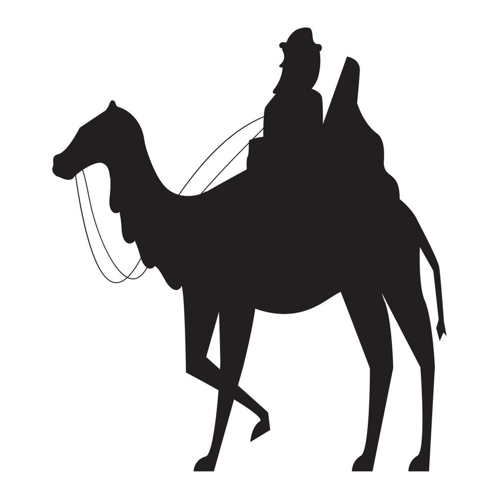 Melchior sábio em silhueta de camelo vetor