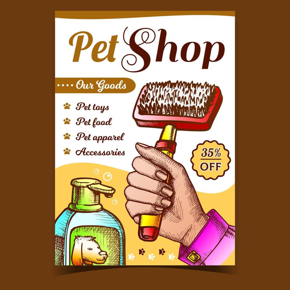 vetor de banner de publicidade de acessórios para pet shop