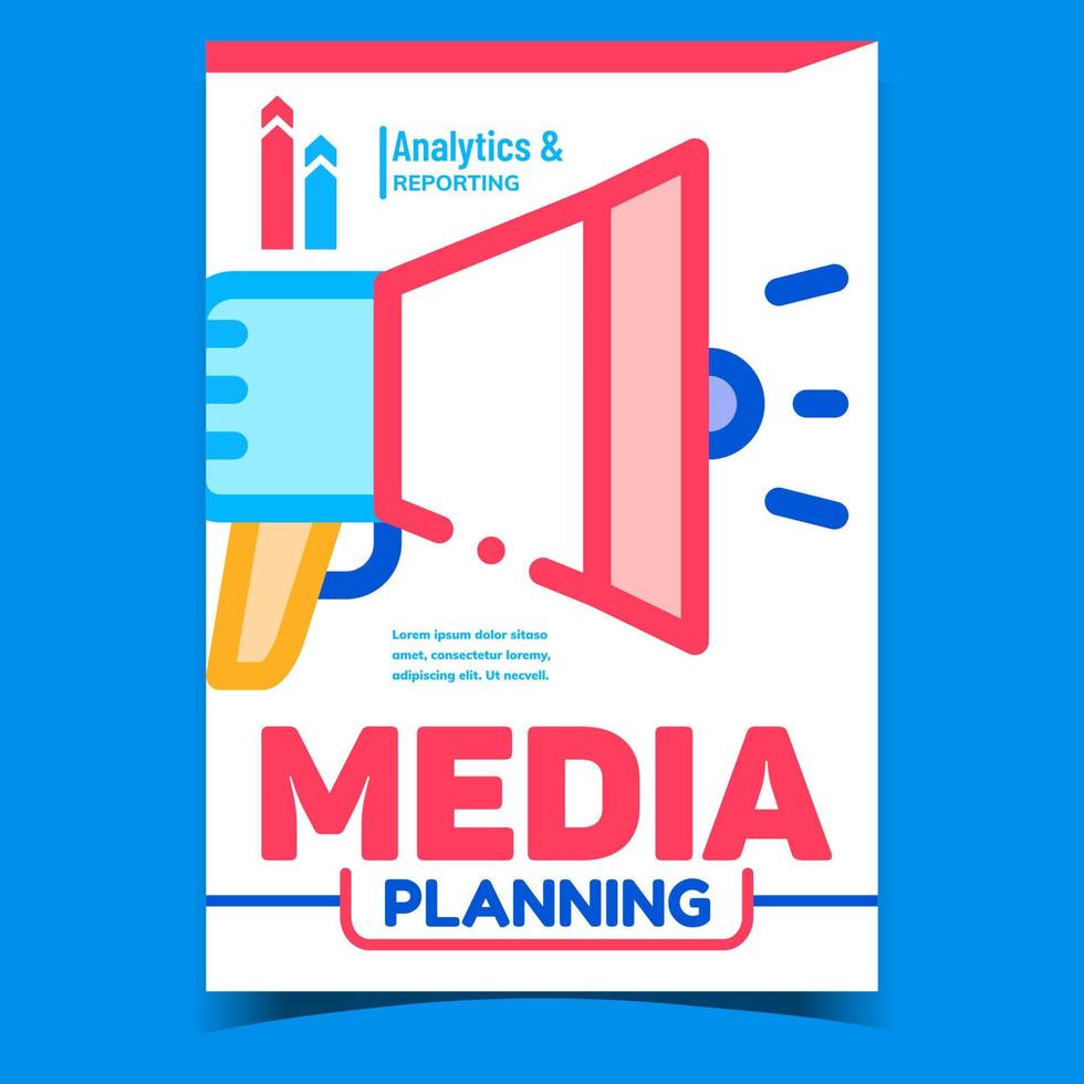 vetor de cartaz promocional criativo de planejamento de mídia