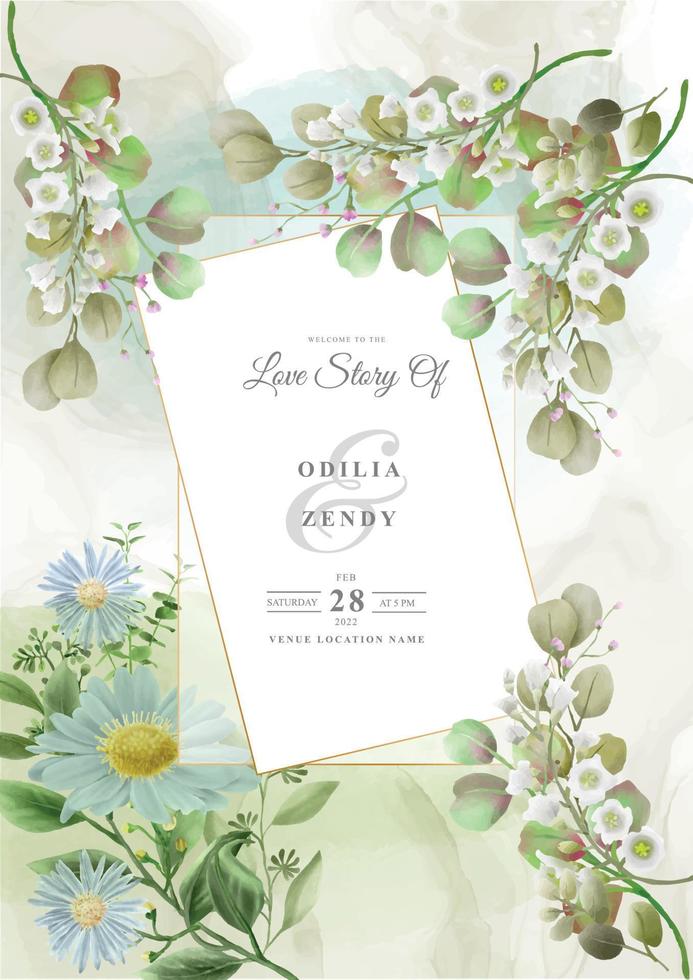 cartão de convite de casamento com um vetor eps de design de flores lindas