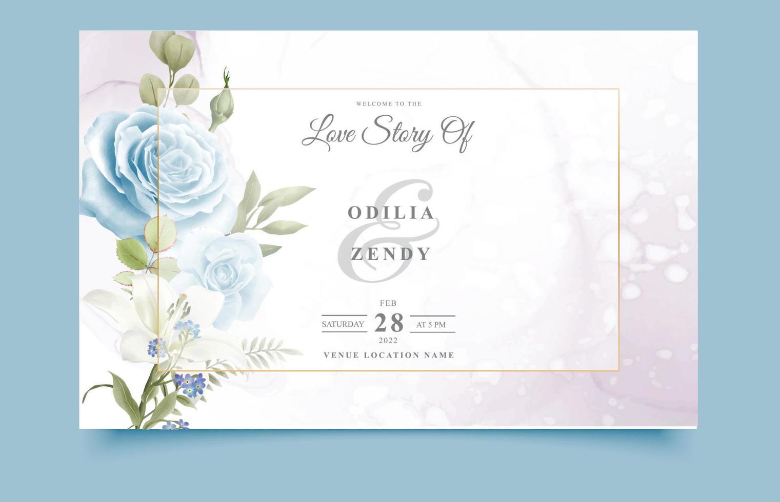 cartão de convite de casamento com um vetor eps de design de flores lindas