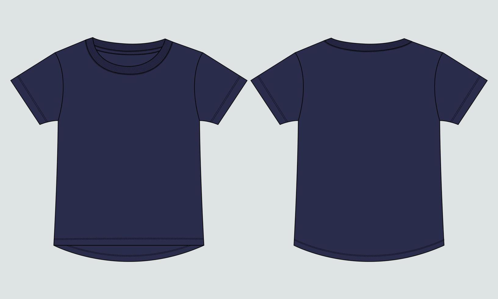 camiseta tops modelo de ilustração vetorial de esboço plano de moda técnica para mulheres. vetor