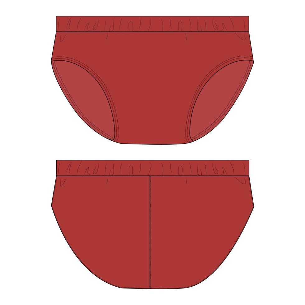 modelo de ilustração vetorial de esboço plano de moda técnica de cueca vista frontal e traseira. vetor