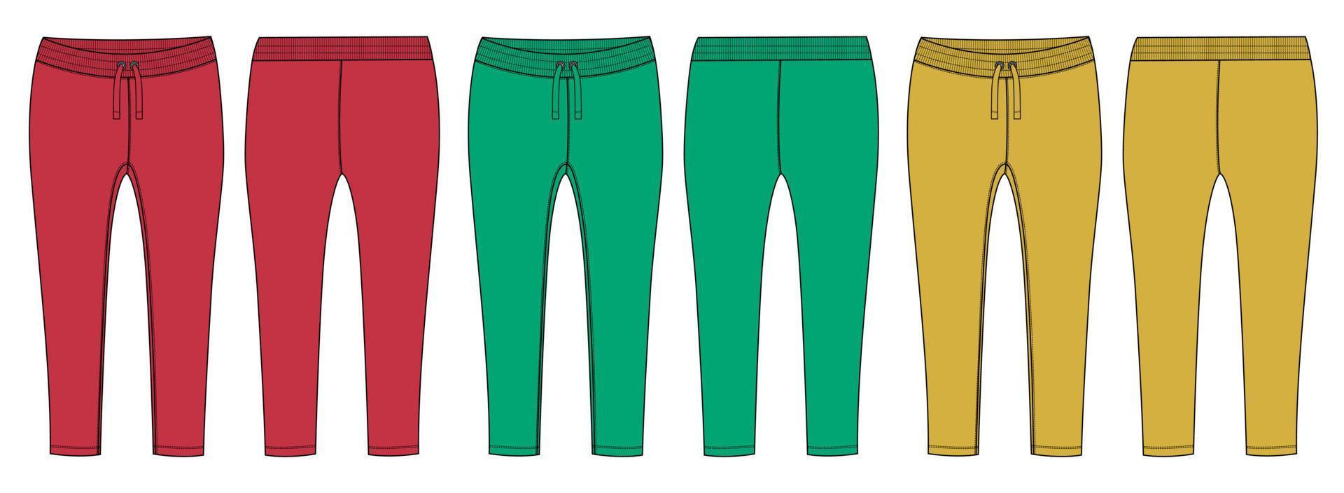 calças leggings modelo de ilustração vetorial de esboço plano de moda para senhoras. vetor