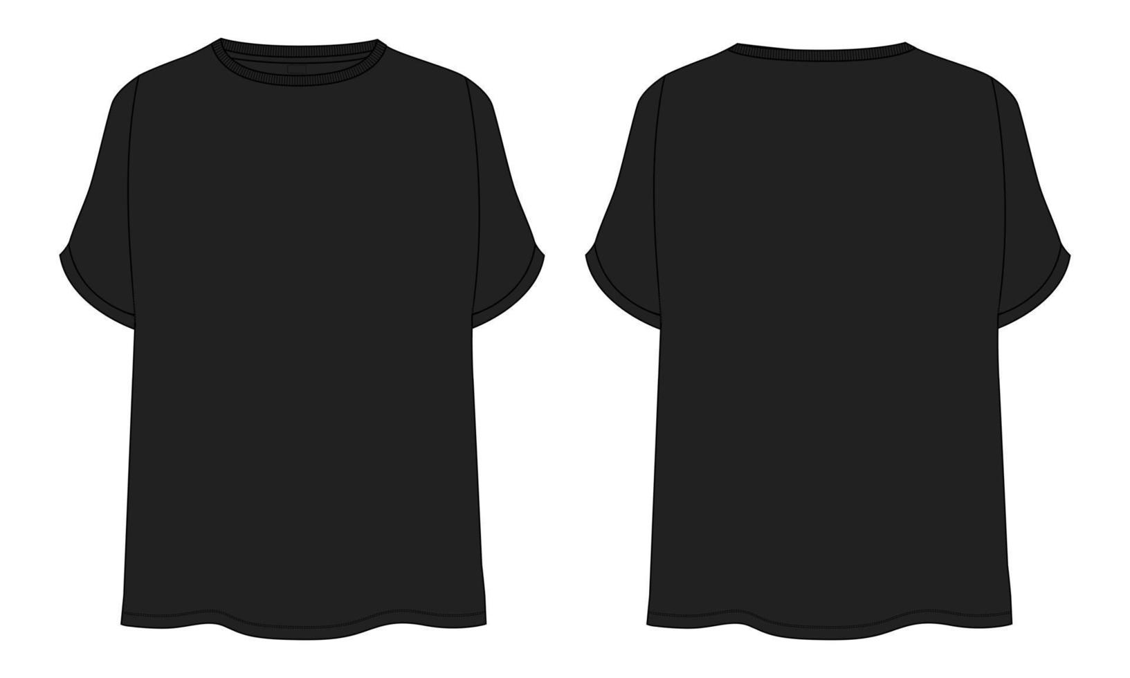 camiseta tops modelo de ilustração vetorial de desenho plano de moda técnica para mulheres. vetor
