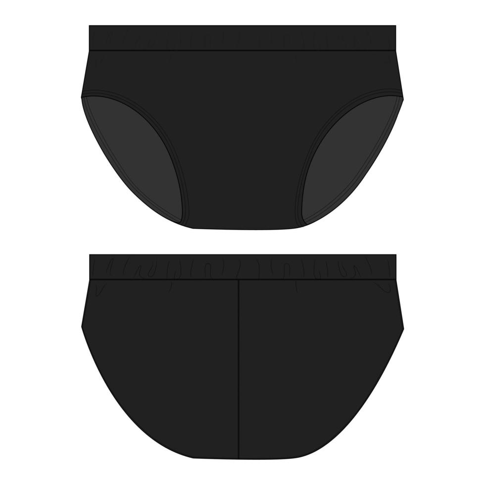 modelo de ilustração vetorial de esboço plano de moda técnica de cueca vista frontal e traseira. vetor