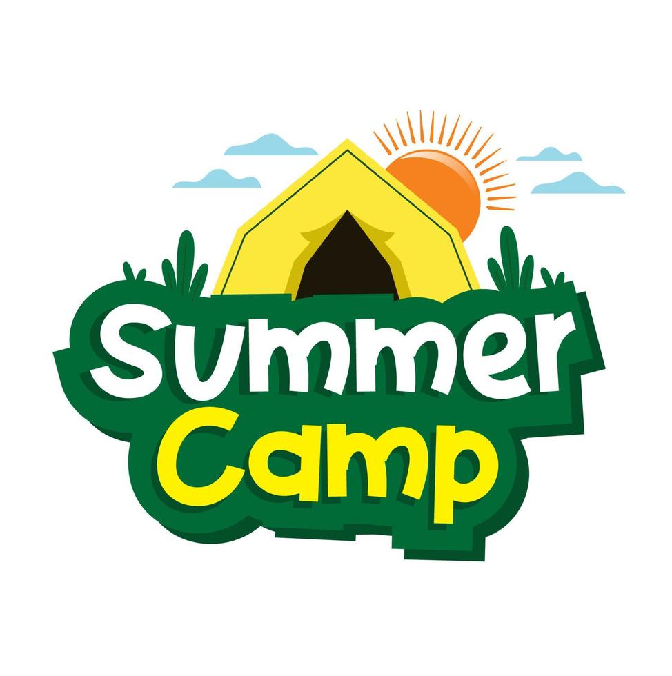 modelo de design de vetor de acampamento de verão. design de logotipo de vetor de acampamento de verão para crianças. design de crianças de acampamento de verão.