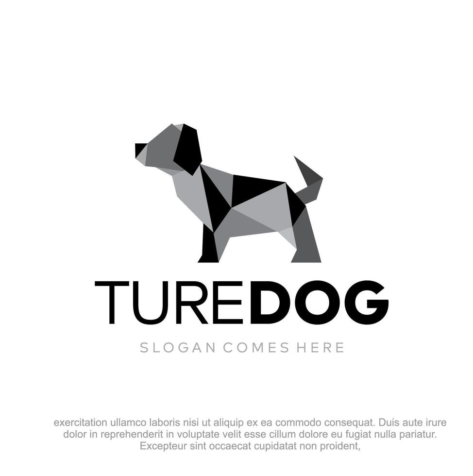 design de logotipo de vetor de cachorro geométrico moderno. vetor de cachorro preto e branco. vetor geométrico de cachorro. design de vetor de cachorro preto poligonal.