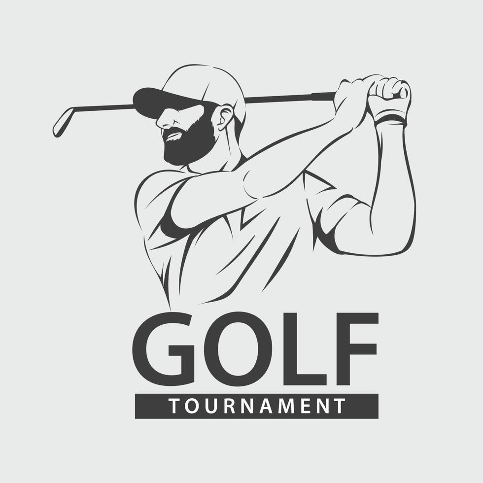 ilustração em vetor de tiro de balanço de logotipo de golfe. torneio de golfe