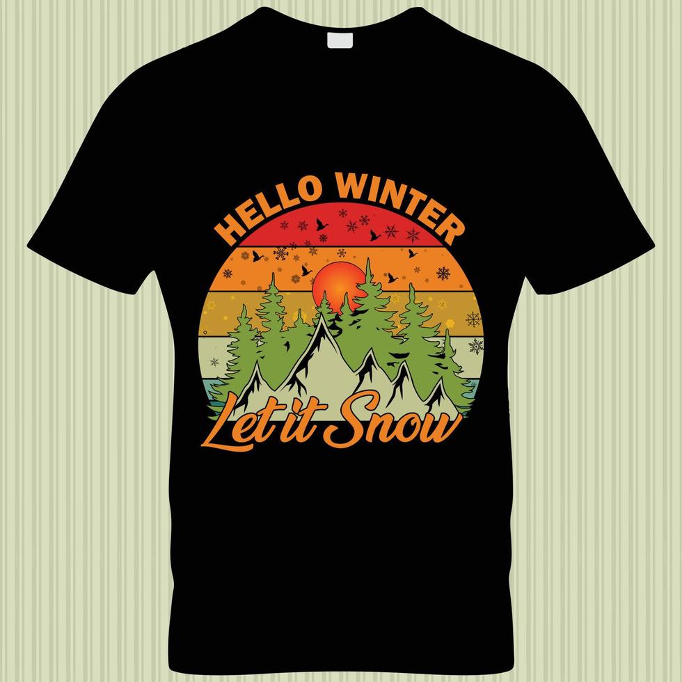 design de camiseta de temporada de inverno. vetor