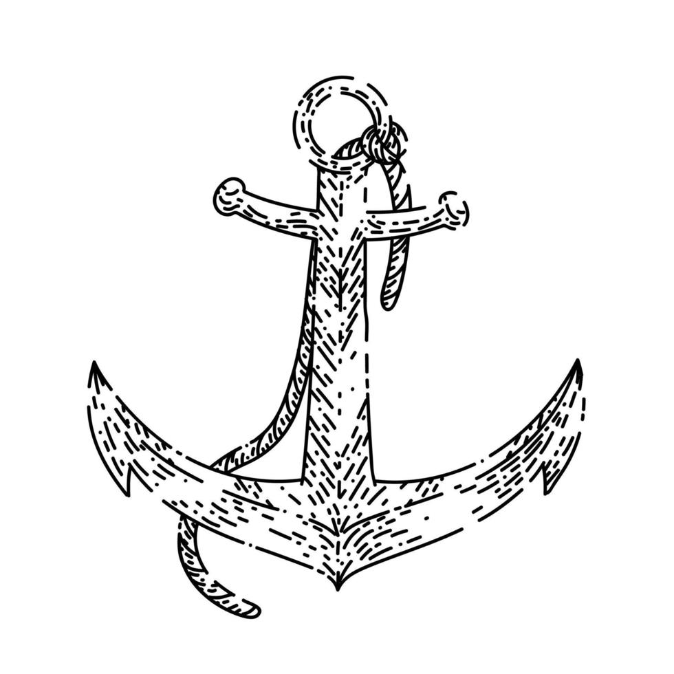 vetor desenhado à mão de desenho de navio âncora
