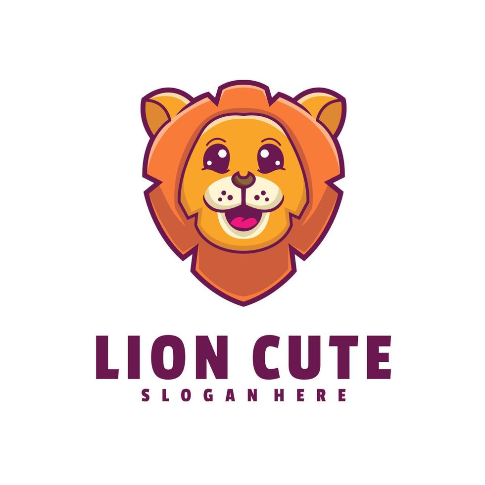 modelo de logotipo de leão fofo vetor