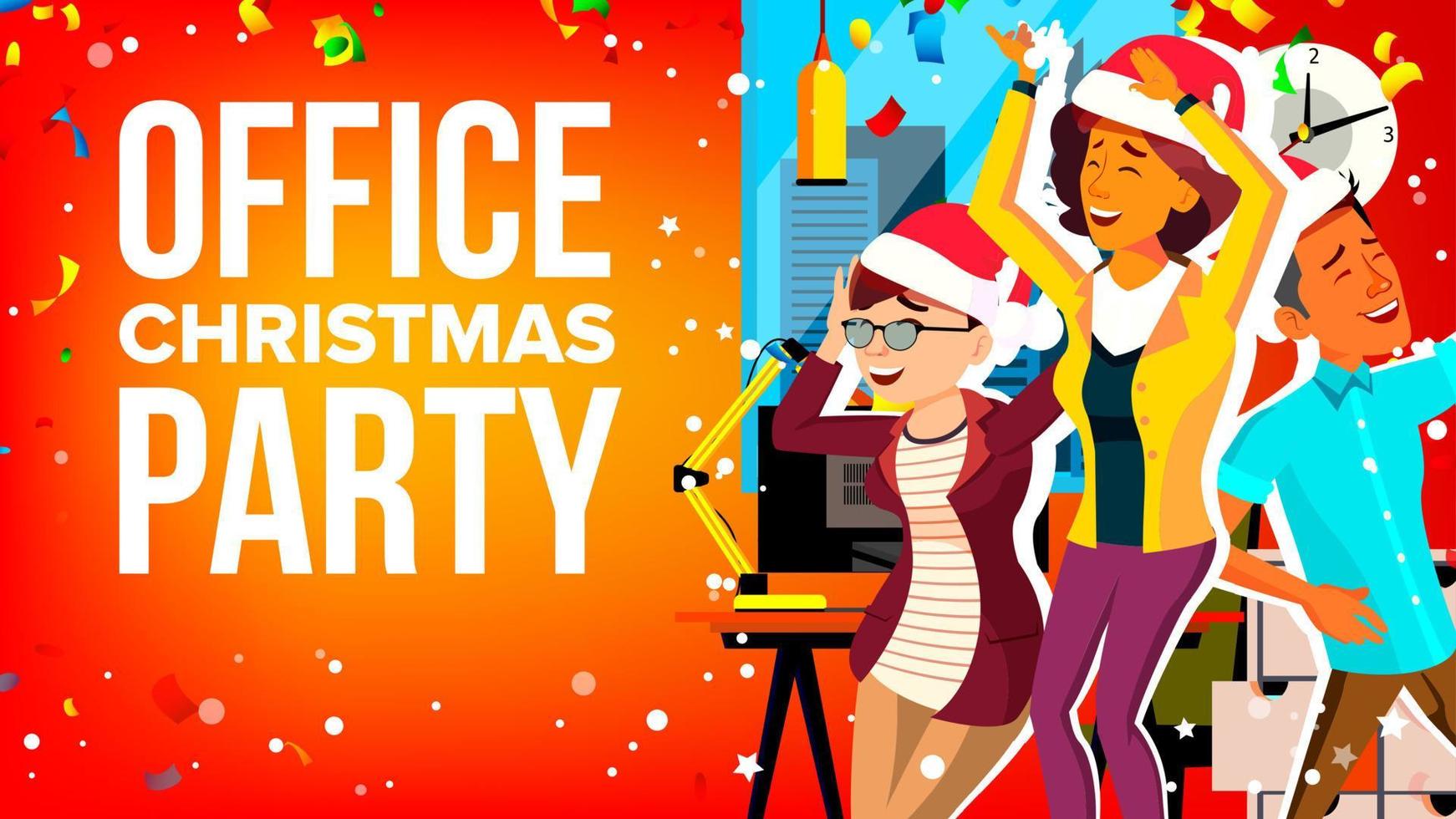 vetor de festa de natal do escritório. equipe de empresários. feriado. pessoas de negócios alegres. ilustração de desenho animado