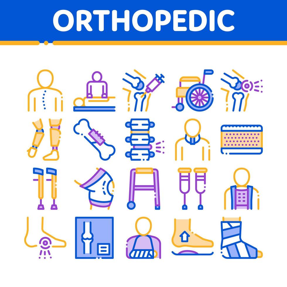 conjunto de ícones de vetor de elementos de coleção ortopédica