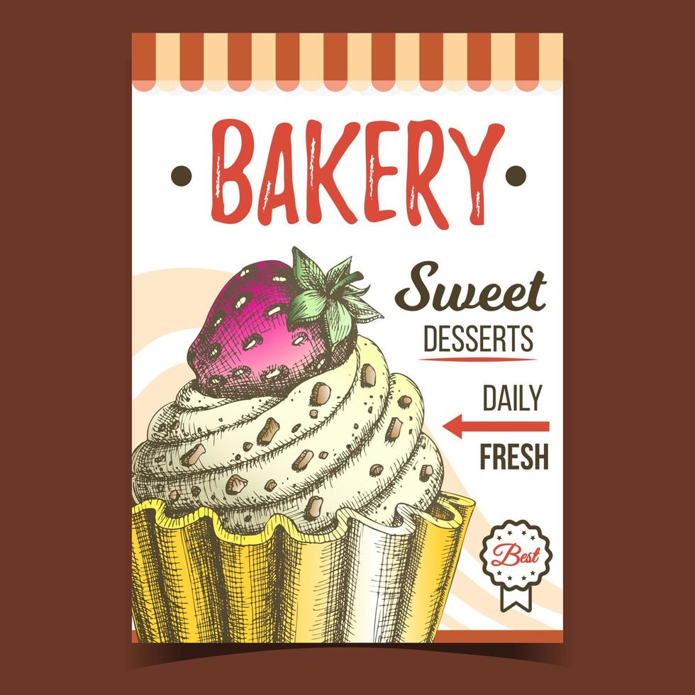 vetor de banner de publicidade de sobremesa doce de padaria