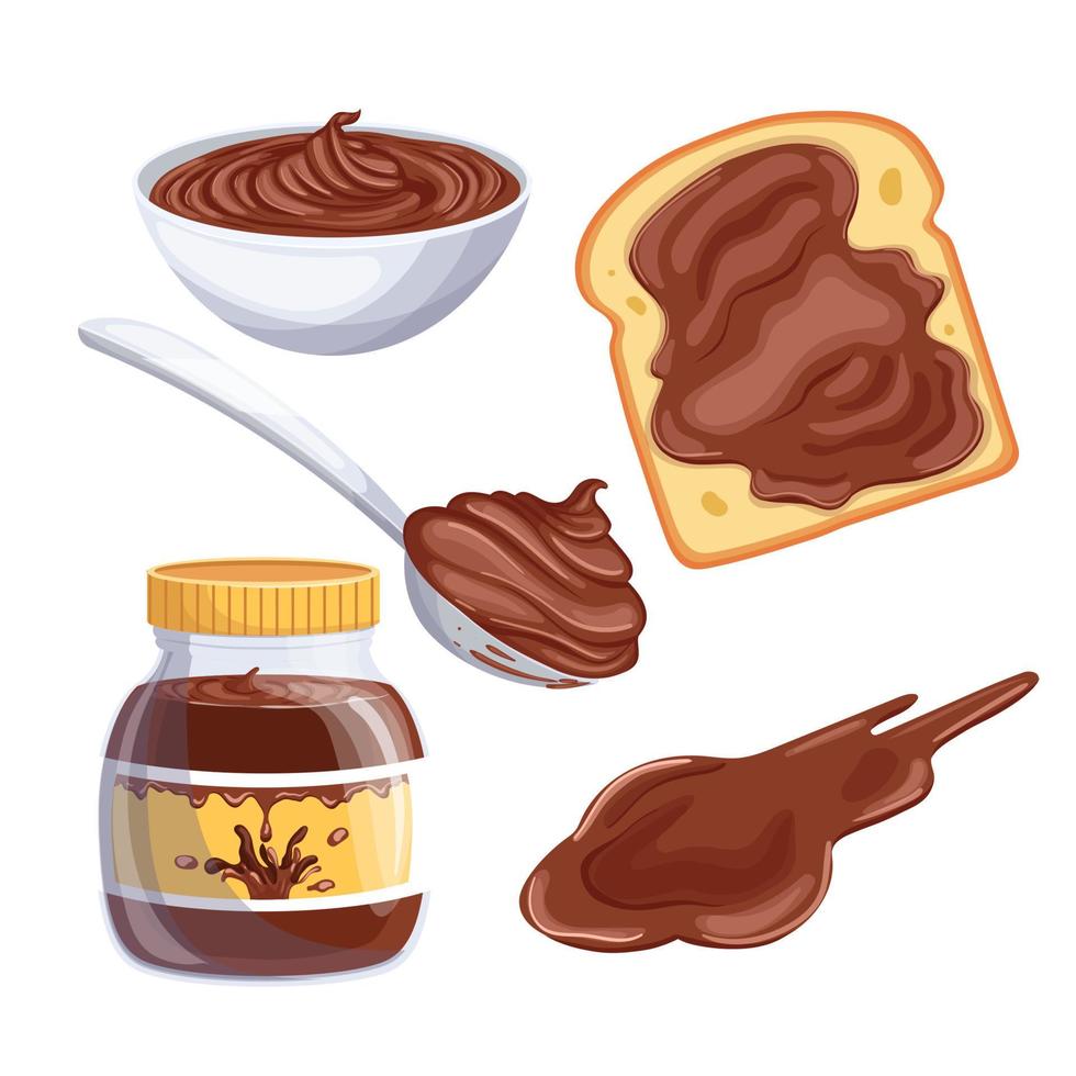 pasta de chocolate conjunto ilustração vetorial de desenhos animados vetor