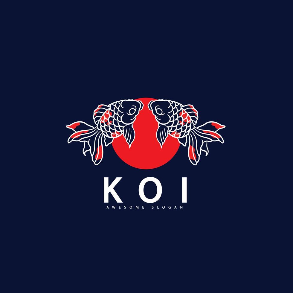 logotipo de peixe koi e imagem vetorial de símbolo vetor