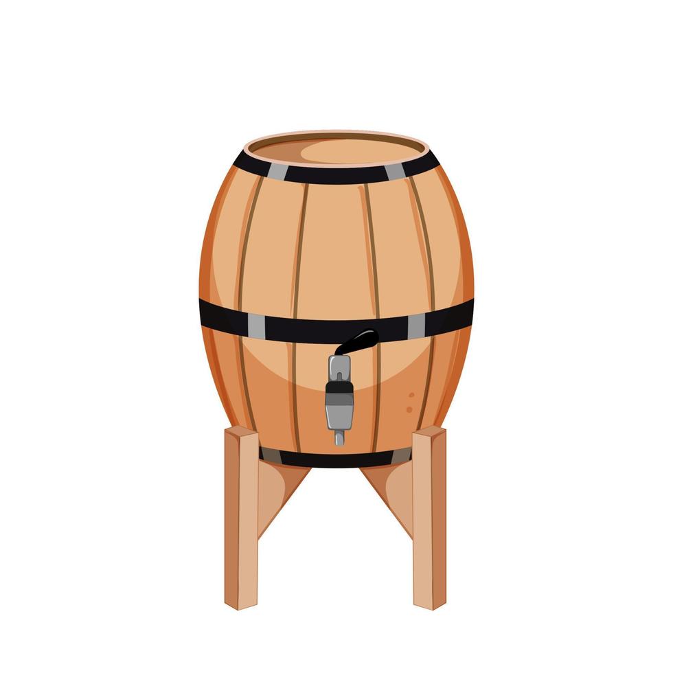 ilustração vetorial de desenhos animados de vinho de barril de madeira vetor