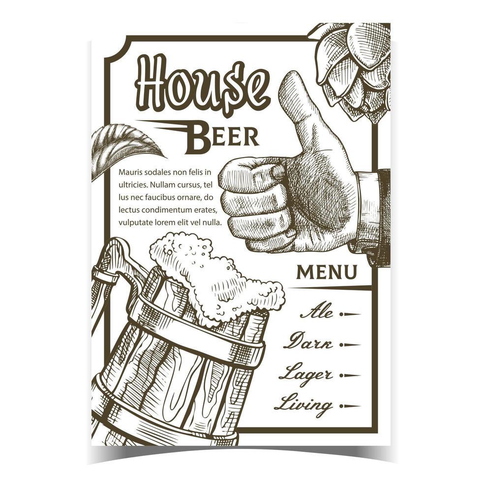 vetor de banner de publicidade de menu de pub de cerveja em casa