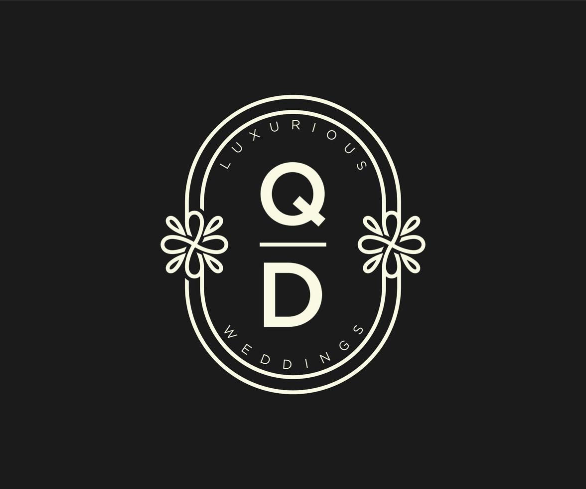 qd letras iniciais modelo de logotipos de monograma de casamento, modelos modernos minimalistas e florais desenhados à mão para cartões de convite, salve a data, identidade elegante. vetor