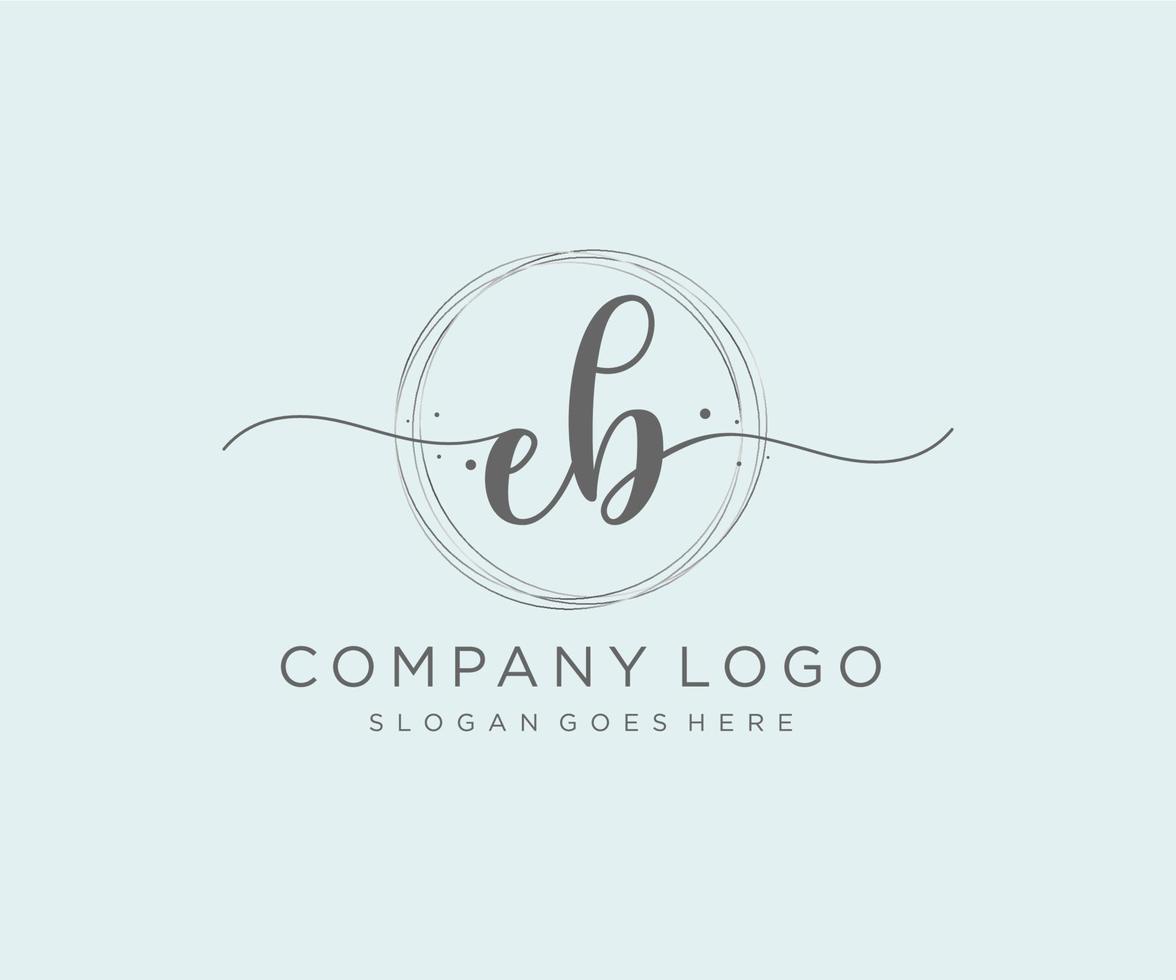 logotipo feminino inicial eb. utilizável para logotipos de natureza, salão, spa, cosméticos e beleza. elemento de modelo de design de logotipo de vetor plana.