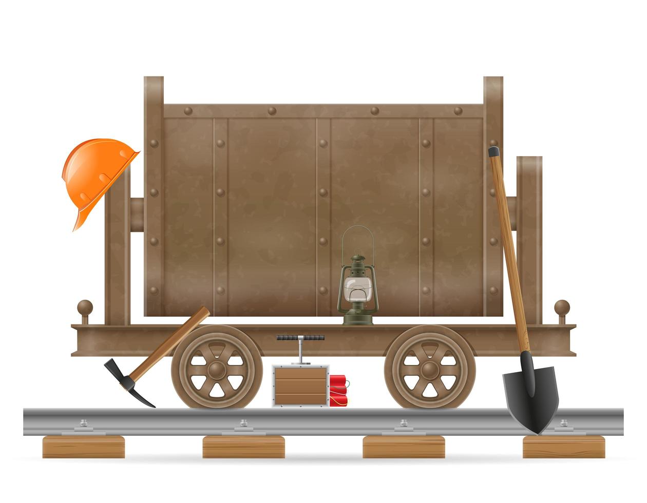 carrinho de mineração com equipamento vetor