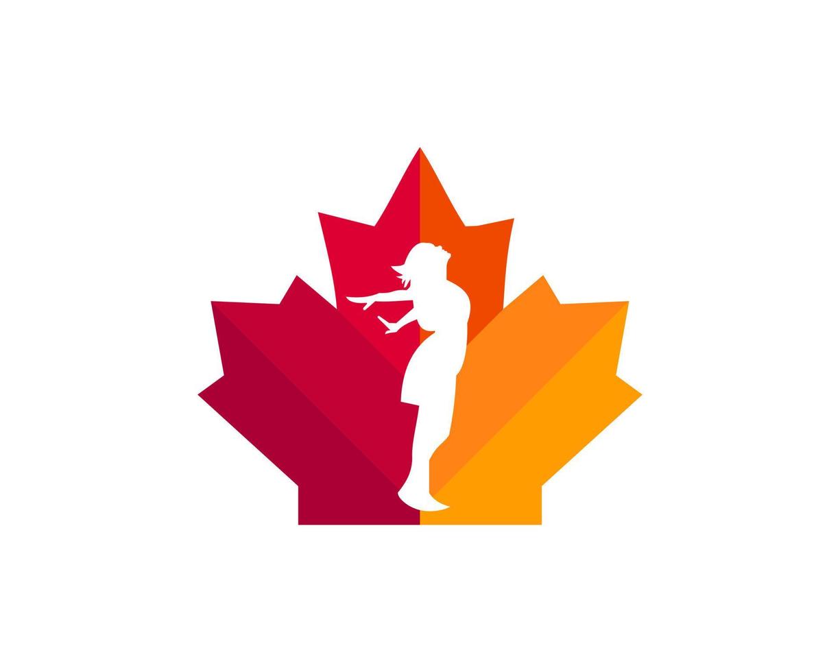 logotipo de ioga canadense. folha de plátano com vetor de ioga feminina. design de logotipo de garota de ioga de liberdade de bordo