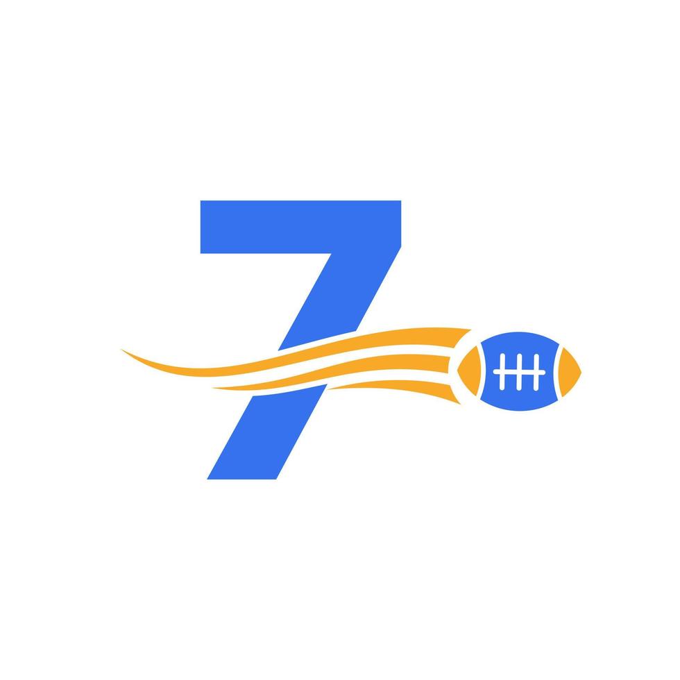 letra 7 logotipo de rugby, logotipo de futebol americano combinado com ícone de bola de rugby para símbolo de vetor de clube de futebol americano