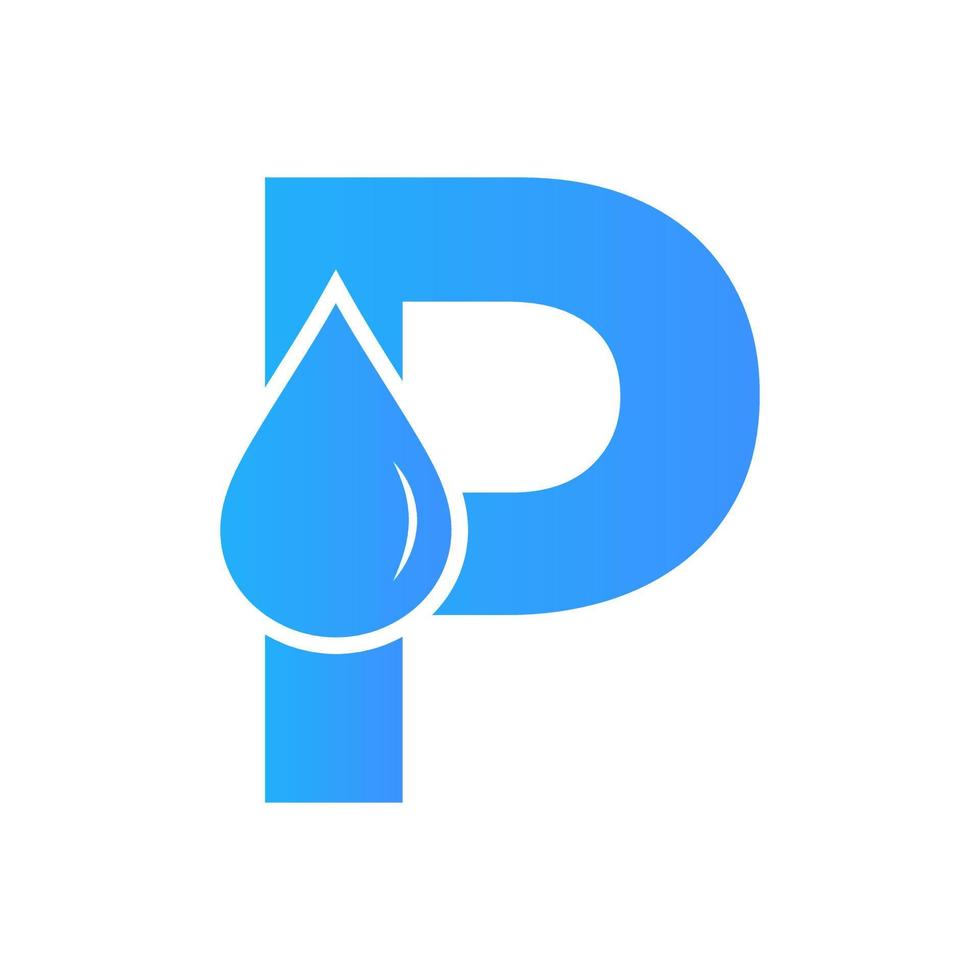modelo de vetor de elemento de logotipo de água letra p. símbolo de logotipo de gota de água