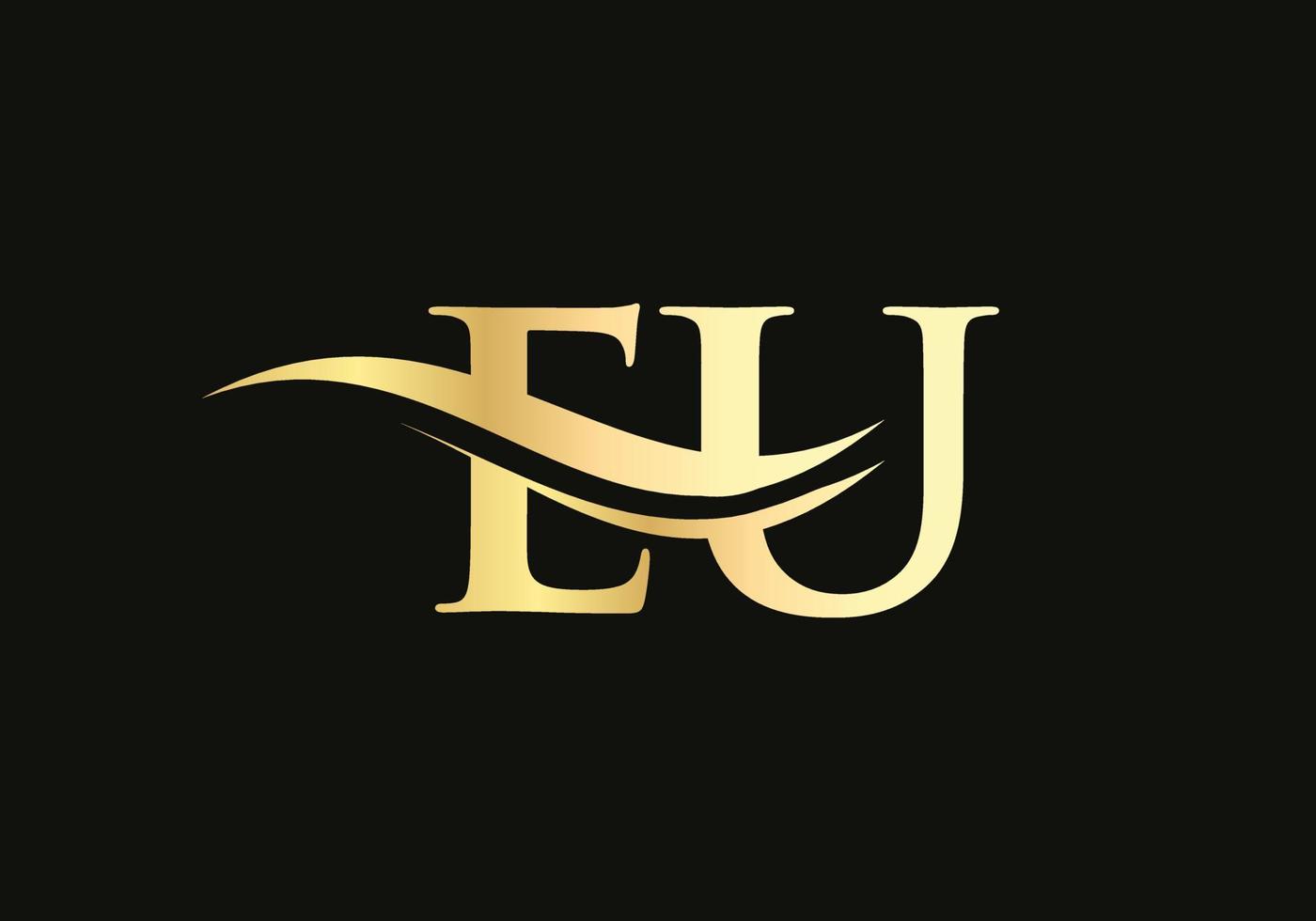 logotipo moderno da ue para marcas de luxo. vetor de design de logotipo de negócios de letra inicial da ue