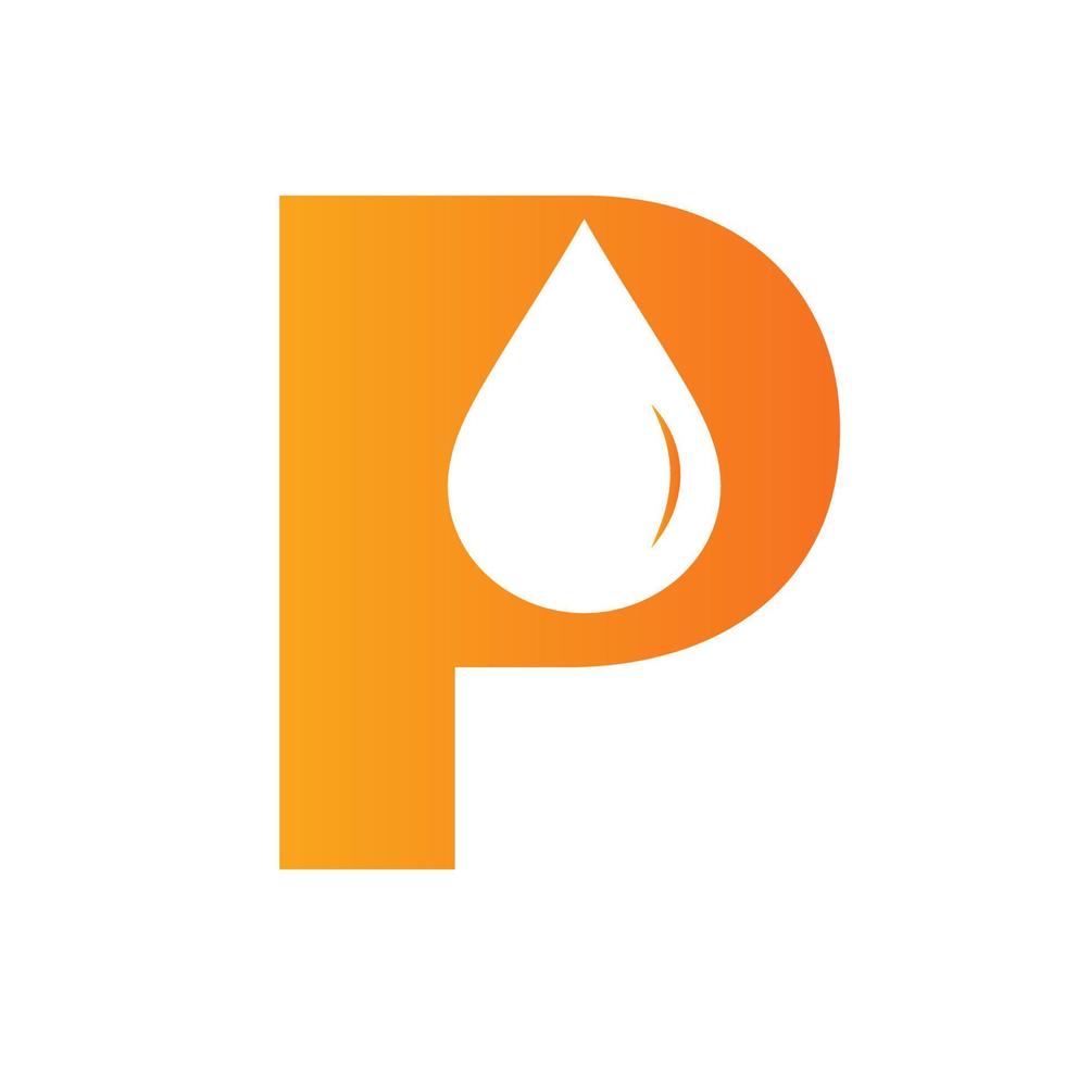 modelo de vetor de elemento de logotipo de água letra p. símbolo de logotipo de gota de água
