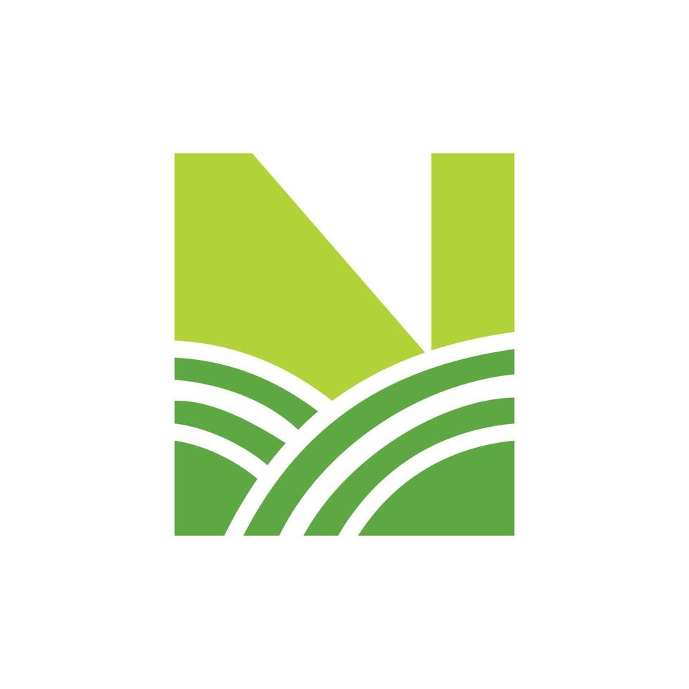 logotipo da agricultura da letra n. logotipo agro farm baseado no alfabeto para padaria, pão, bolo, café, pastelaria, identidade comercial de indústrias domésticas vetor
