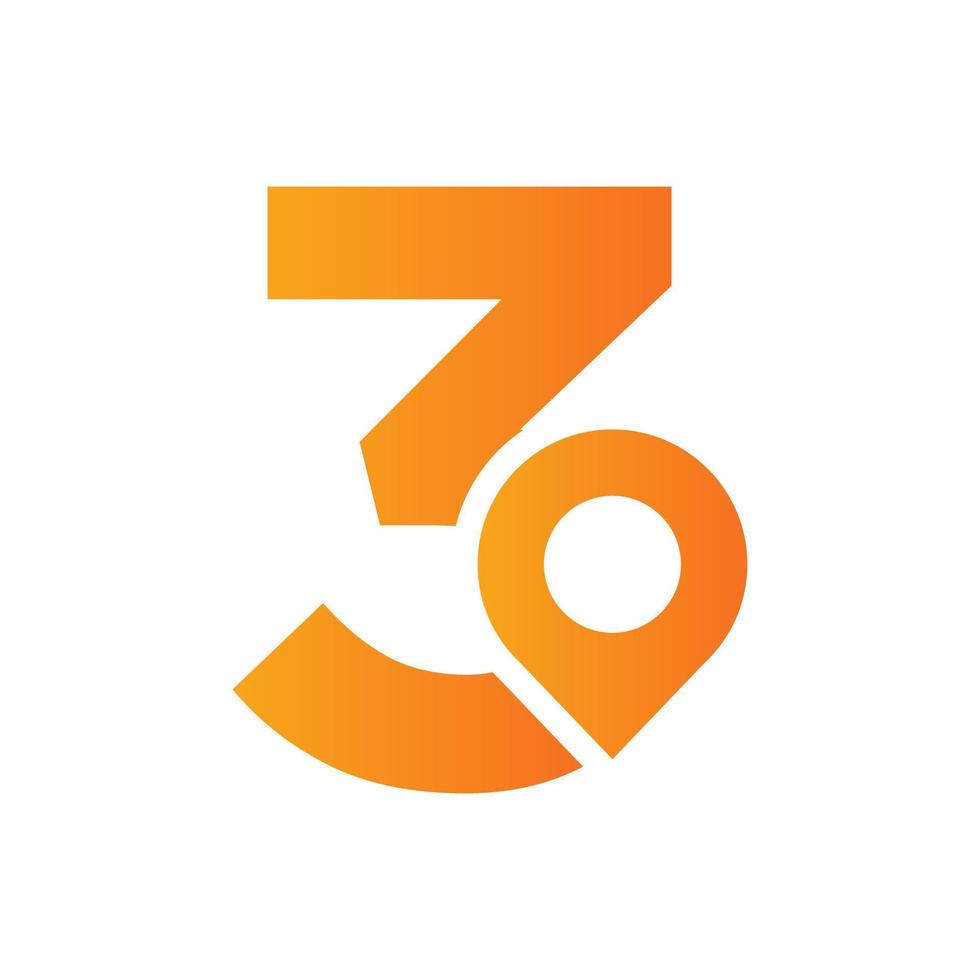 letra 3 sinal de design de logotipo de localização. conceito de ícone de localização com alfabeto para modelo de vetor de símbolo de direção de estrada