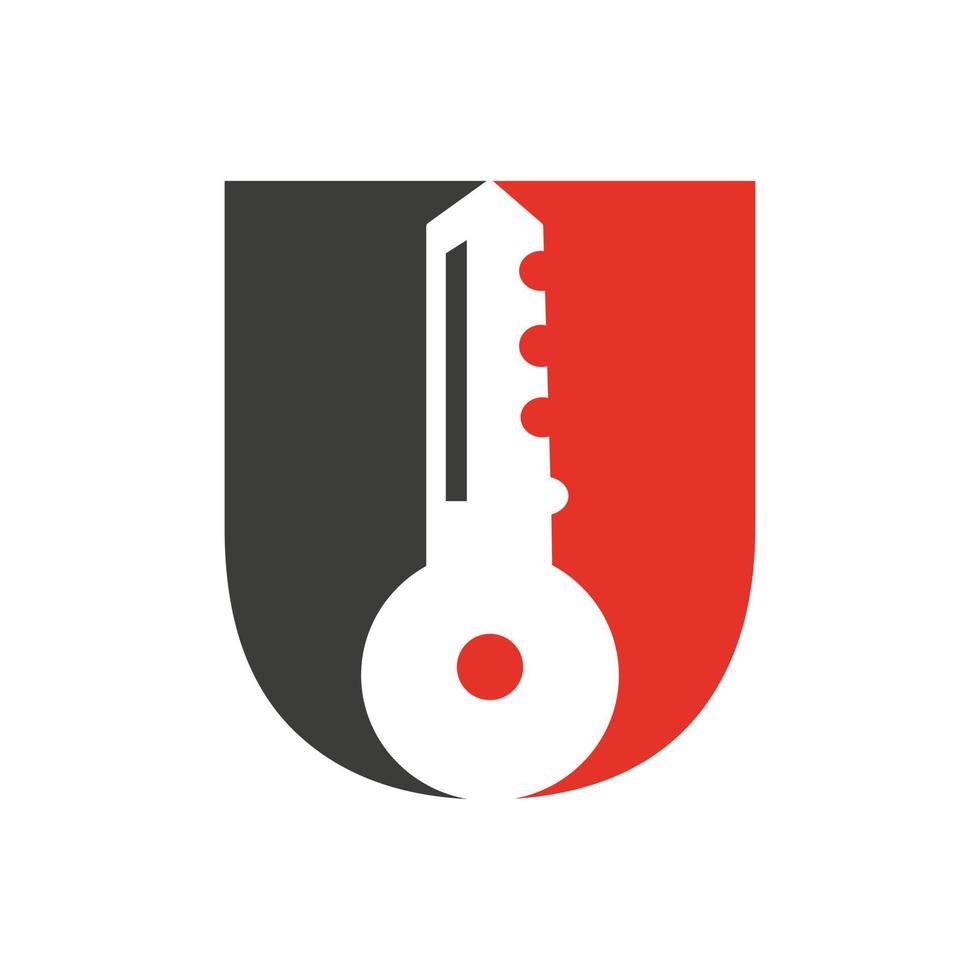 o logotipo da chave da letra u combina com a chave do armário de casa para modelo de vetor de símbolo de aluguel de imóveis e casas