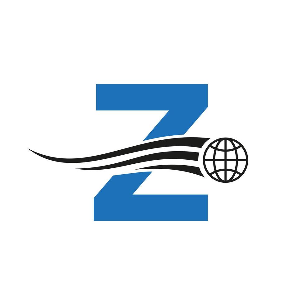 logotipo global da letra z combinado com ícone global, sinal de terra para modelo de identidade de negócios e tecnologia vetor