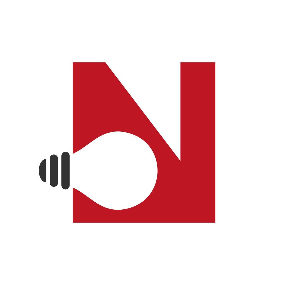 o logotipo elétrico da letra n combina com o modelo de vetor de ícone de lâmpada elétrica. lâmpada logotipo sinal símbolo
