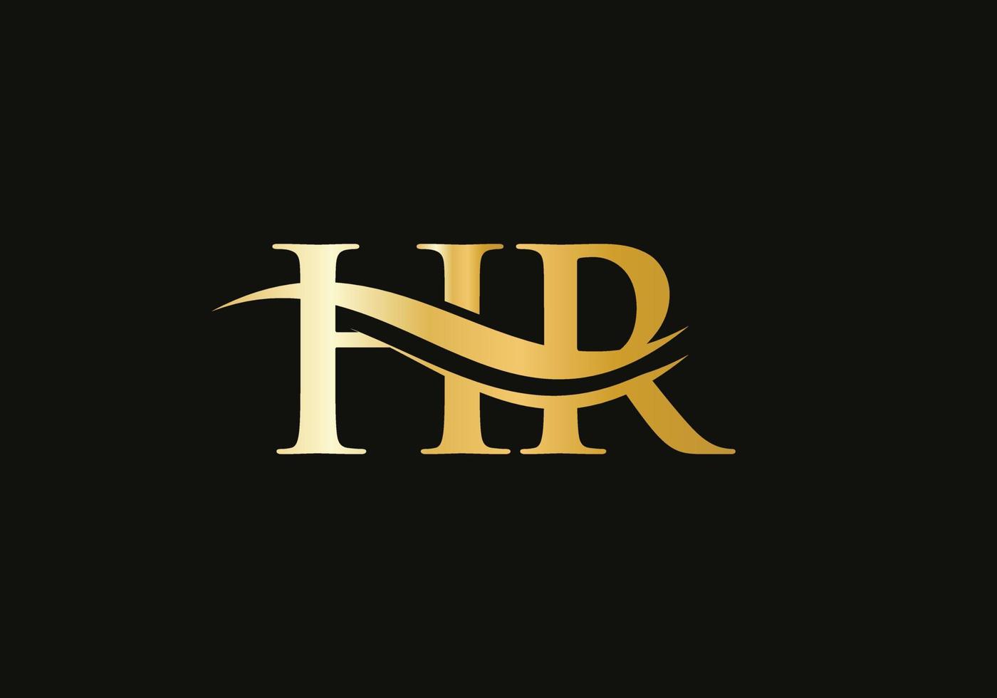 design de logotipo de letra swoosh hr para negócios e identidade da empresa. logotipo de hora de onda de água com moda moderna vetor