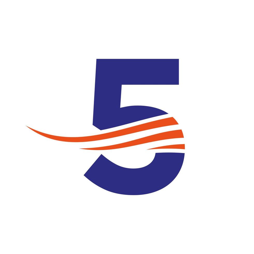 modelo de vetor de design de logotipo de letra 5 de monograma inicial