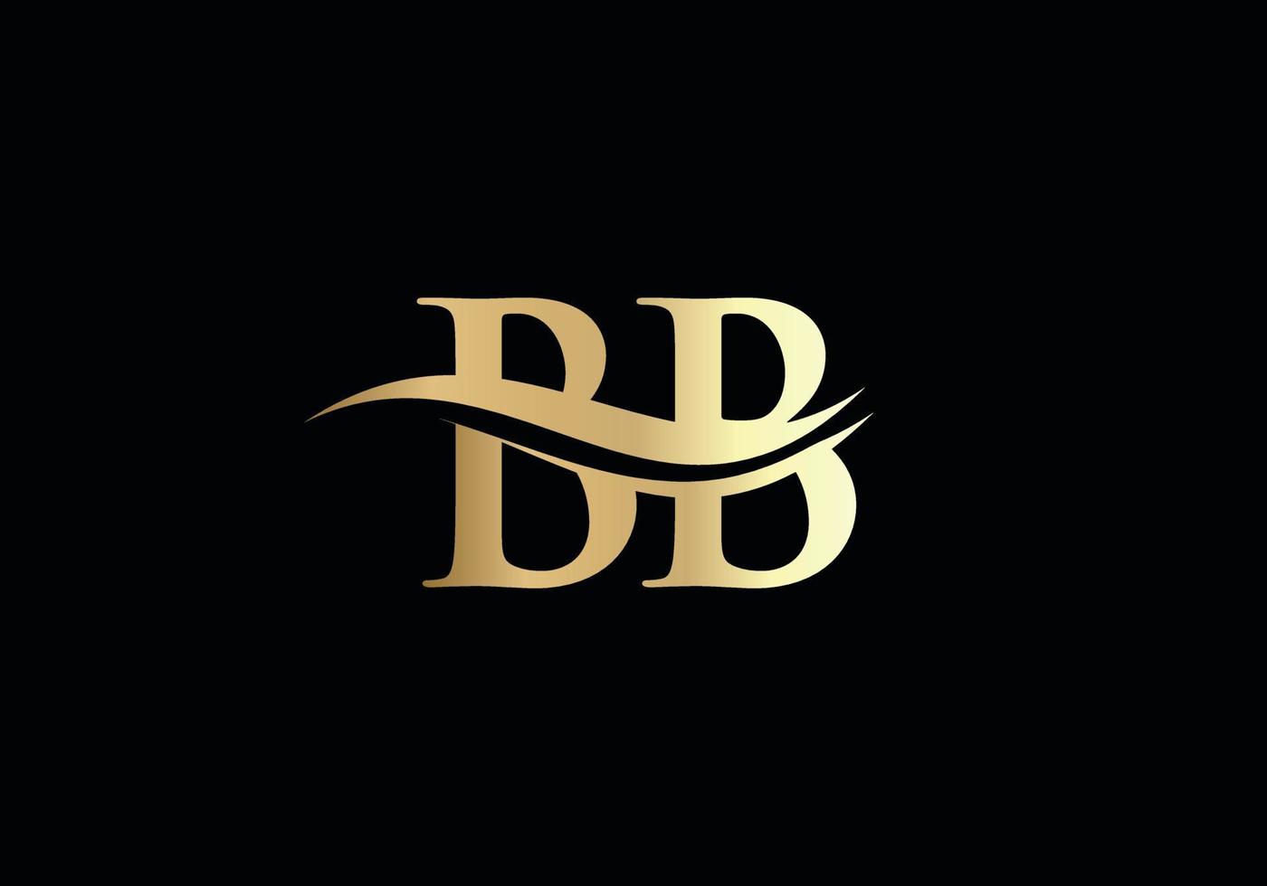 design inicial do logotipo da letra bb de ouro com tendência moderna vetor