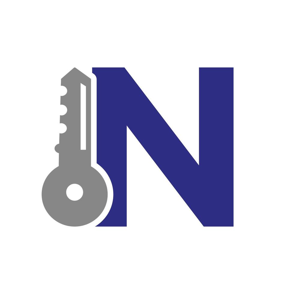 o logotipo da letra n combina com a chave do armário de casa para modelo de vetor de símbolo de aluguel de imóveis e casas