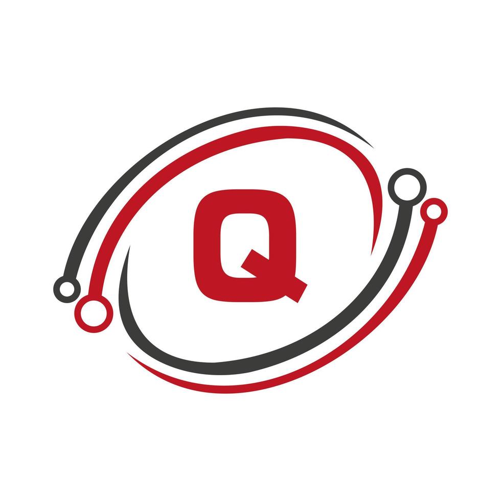 design de logotipo de tecnologia no conceito de letra q. modelo de logotipo de rede de tecnologia vetor
