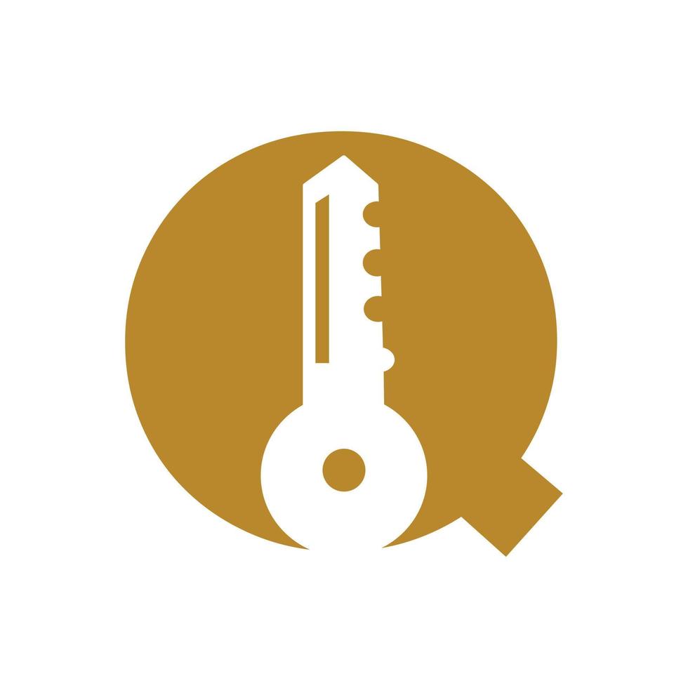 o logotipo da chave da letra q combina com a chave do armário de casa para modelo de vetor de símbolo de aluguel de imóveis e casas