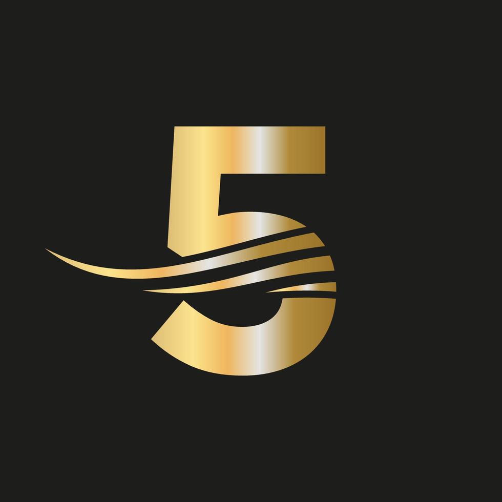 modelo de vetor de logotipo de monograma de logotipo de letra 5 moderno combinado com luxo, negócios de moda e identidade da empresa