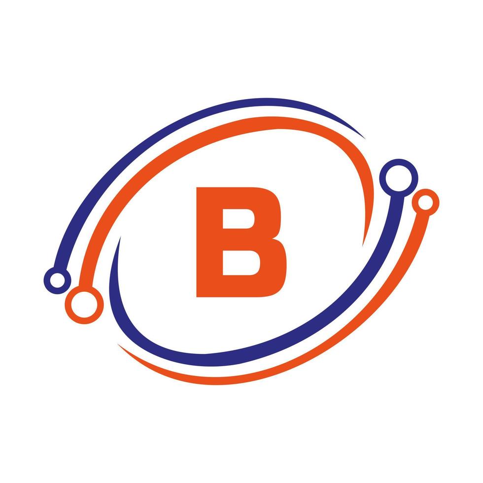 design de logotipo de tecnologia no conceito de letra b. modelo de logotipo de rede de tecnologia vetor