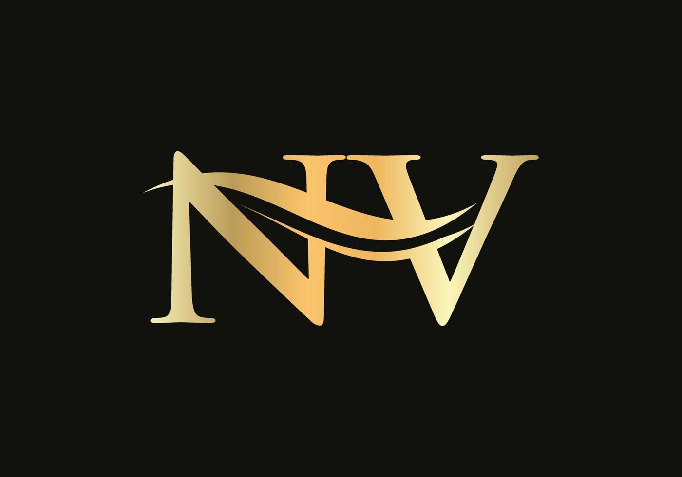 logotipo nv moderno para marcas de luxo. vetor de design de logotipo comercial de carta nv inicial