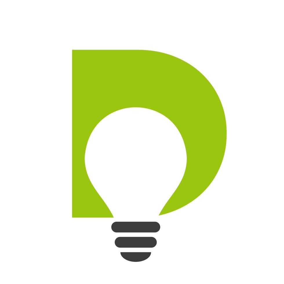 o logotipo elétrico da letra d combina com o modelo de vetor de ícone de lâmpada elétrica. lâmpada logotipo sinal símbolo