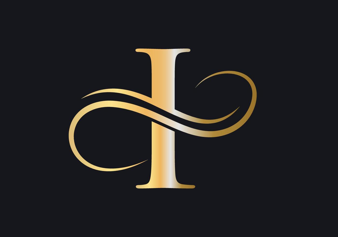 logotipo da letra i sinal luxuoso com cor luxuosa dourada e símbolo do monograma vetor