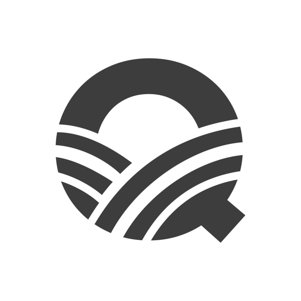 logotipo da agricultura no conceito de letra q. logotipo da fazenda baseado no alfabeto para padaria, pão, pastelaria, identidade comercial de indústrias domésticas vetor