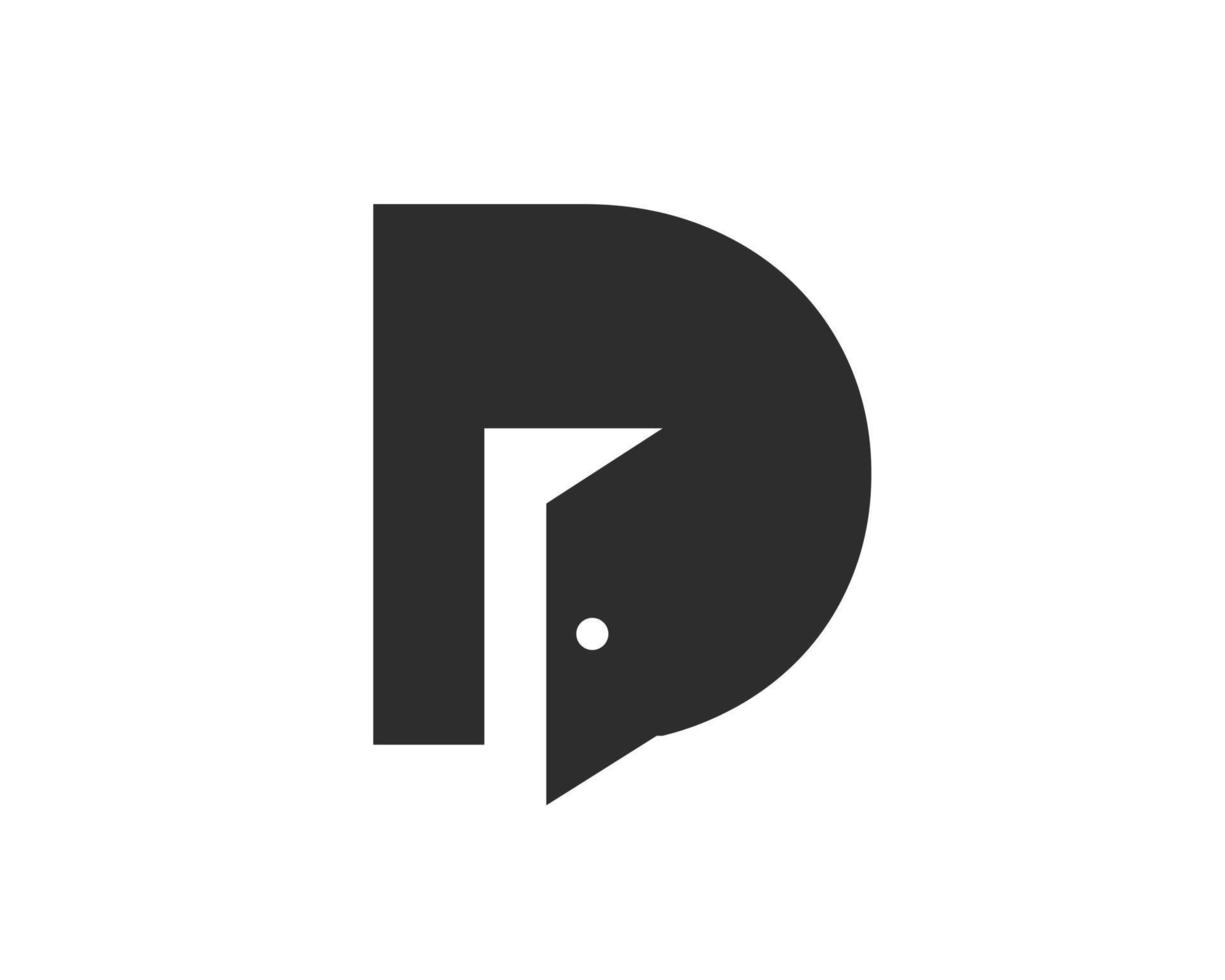 design de logotipo de porta letra d combinado com modelo de vetor de ícone de porta aberta mínimo