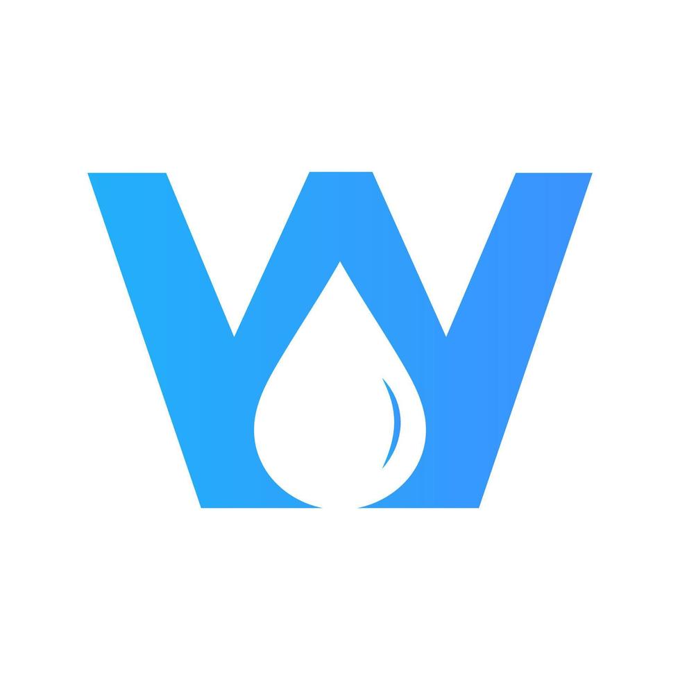 modelo de vetor de elemento de logotipo de água de letra w. símbolo de logotipo de gota de água